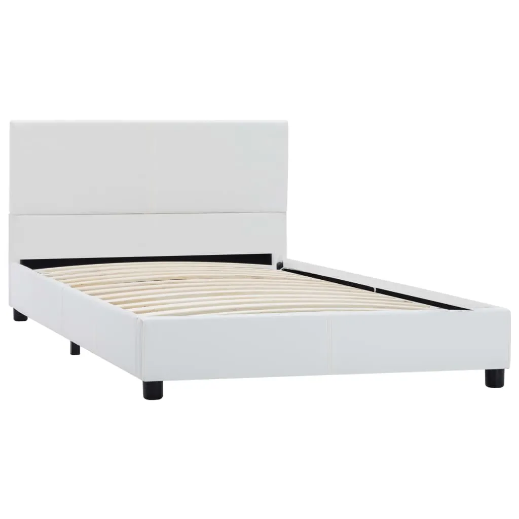 Eleganter weißer Bettrahmen aus MDF mit Kunstleder, 210x94x65 cm