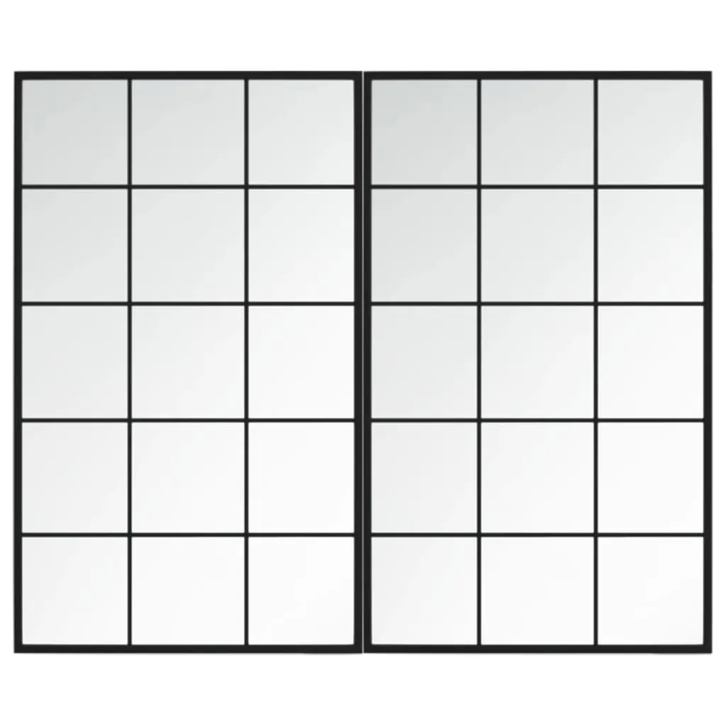 2er Set Wandspiegel 100x60 cm Schwarz mit Metallrahmen