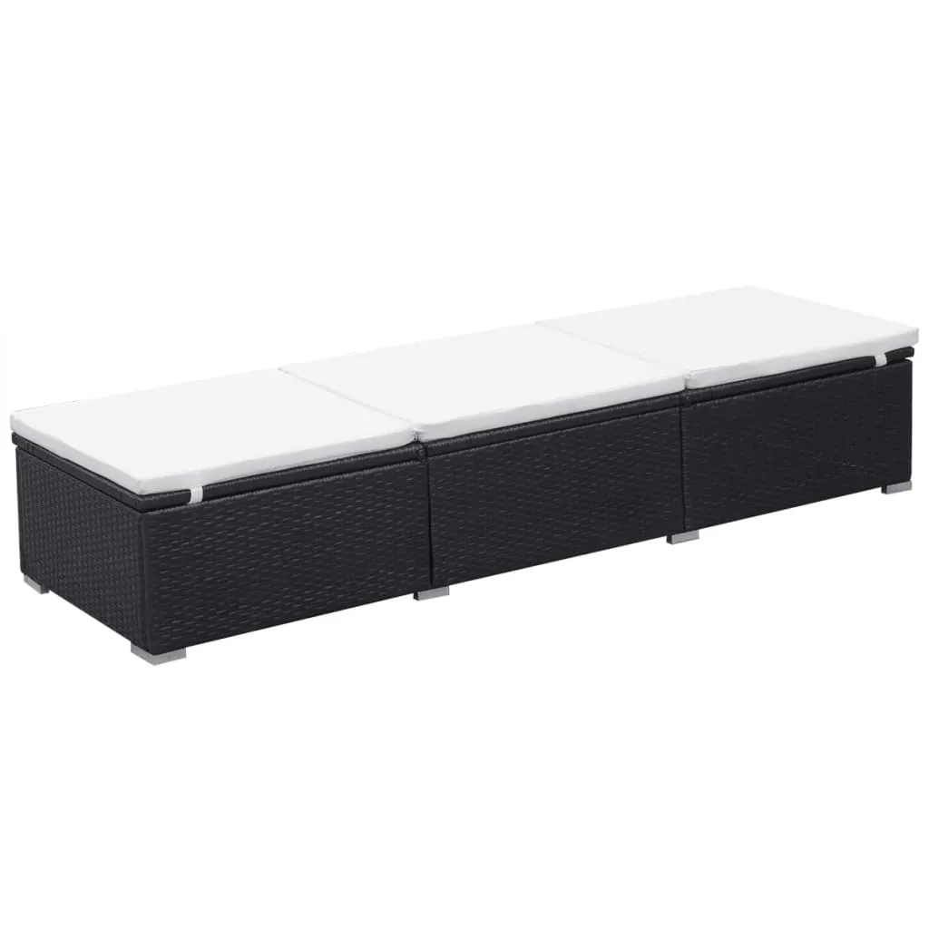 Poly-Rattan Sonnenliege 195x60x31 cm Schwarz und Cremeweiß