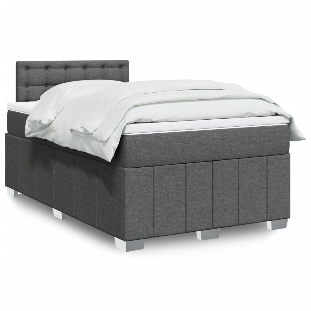 Boxspringbett 120x190 cm mit LED-Beleuchtung, Dunkelgrau, Stoff