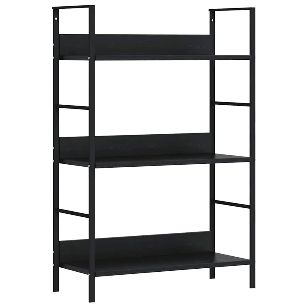 Schwarzes Bücherregal 60 x 27,6 x 90,5 cm mit 3 Ablagen