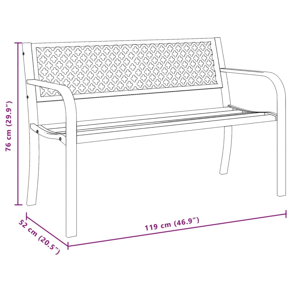 Gartenbank Stahl Schwarz 119 x 52 x 76 cm