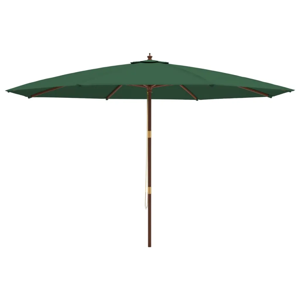 Grüner Sonnenschirm 400 x 273 cm mit Naturholzgestell