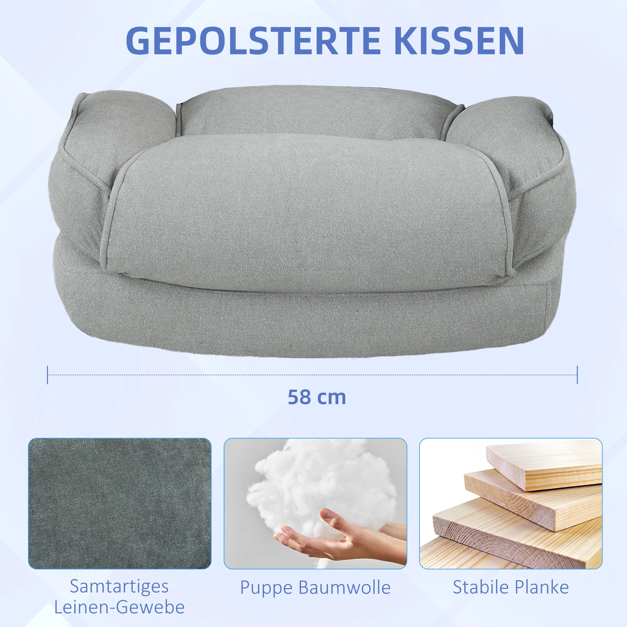 Schreibtischsessel Hellgrau 68,5B x 79T x 117-125H cm