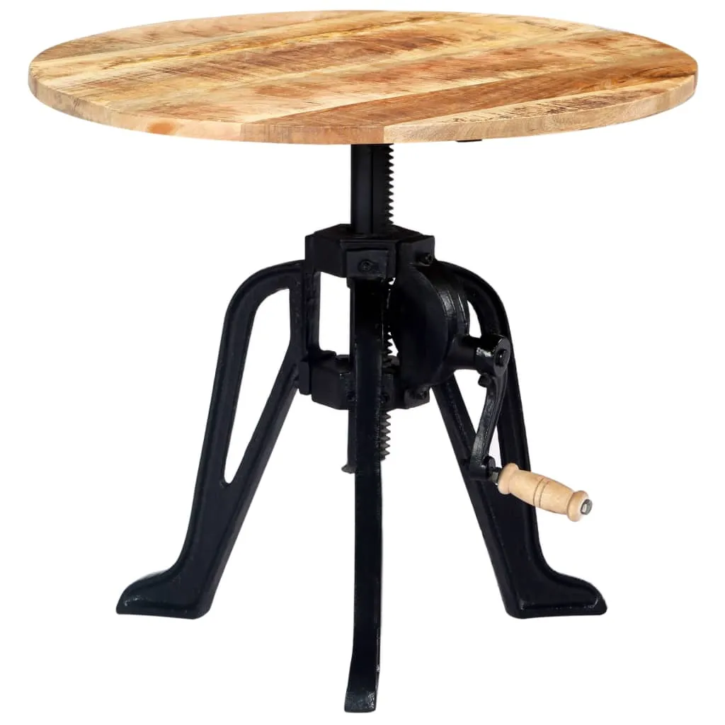 Beistelltisch aus Vollholz mit Gusseisenbasis, 60 x (46-63) cm