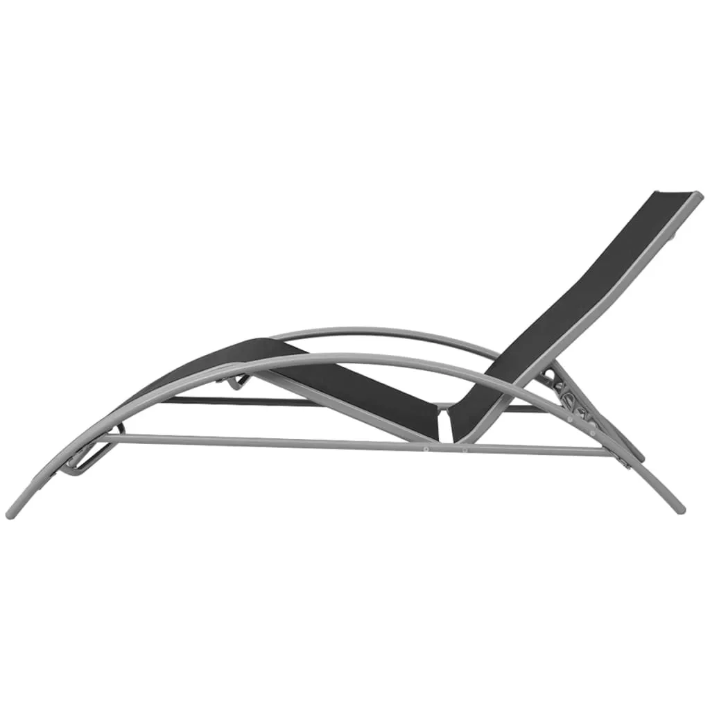 Aluminium Gartenliegen-Set 156x60x89 cm Schwarz/Silbergrau mit Tisch