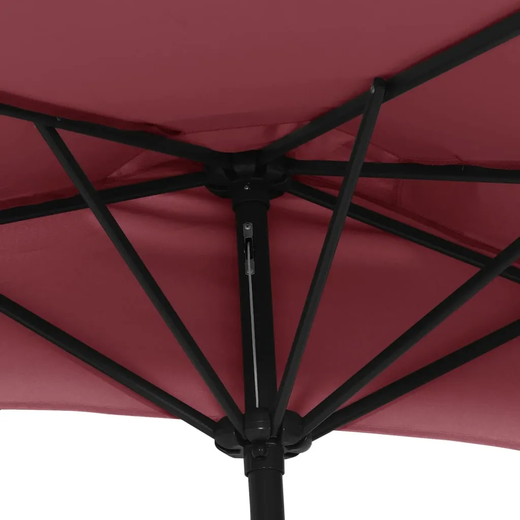 Balkon-Sonnenschirm Bordeauxrot 270x144x222 cm mit Kurbel und 5 Stahlrippen