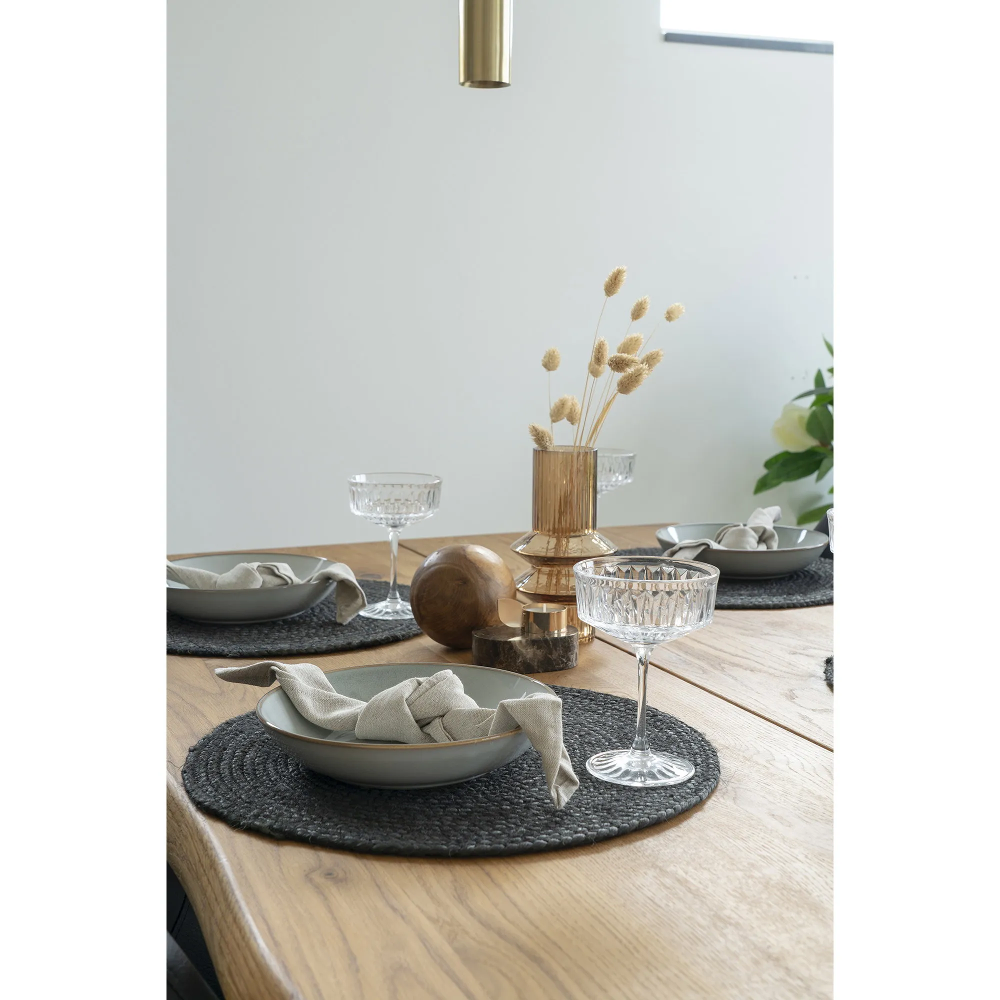 tinkaro Platzset Bombay geflochtene Jute ø38 cm Dunkelgrau 4er-Set