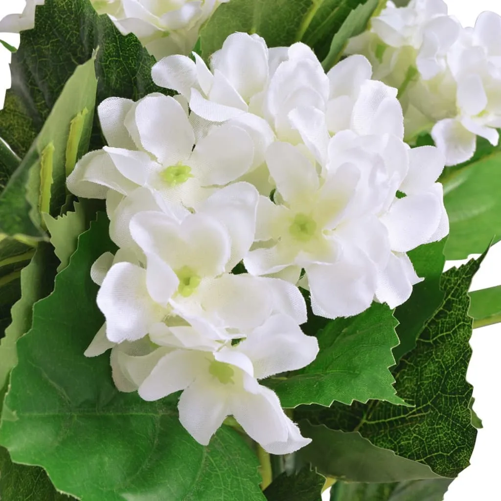 Künstliche Hortensie 60 cm in Weiß mit 51 Blättern und 5 Blüten