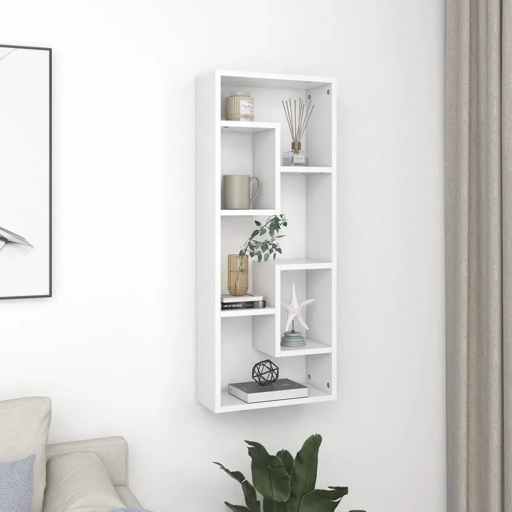 Stilvolles Wandregal Weiß 36 x 16 x 90 cm aus Holzwerkstoff