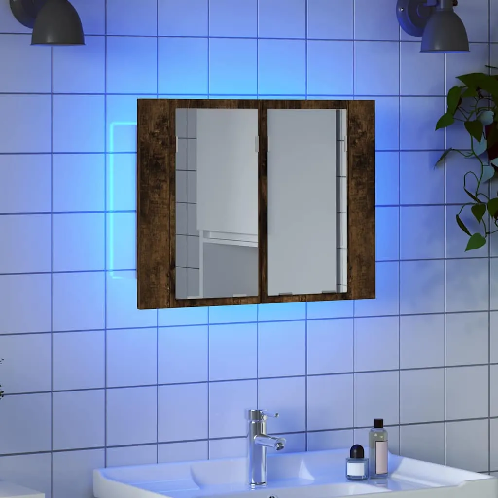 Spiegelschrank mit LED-Beleuchtung 60x12x45 cm Räuchereiche