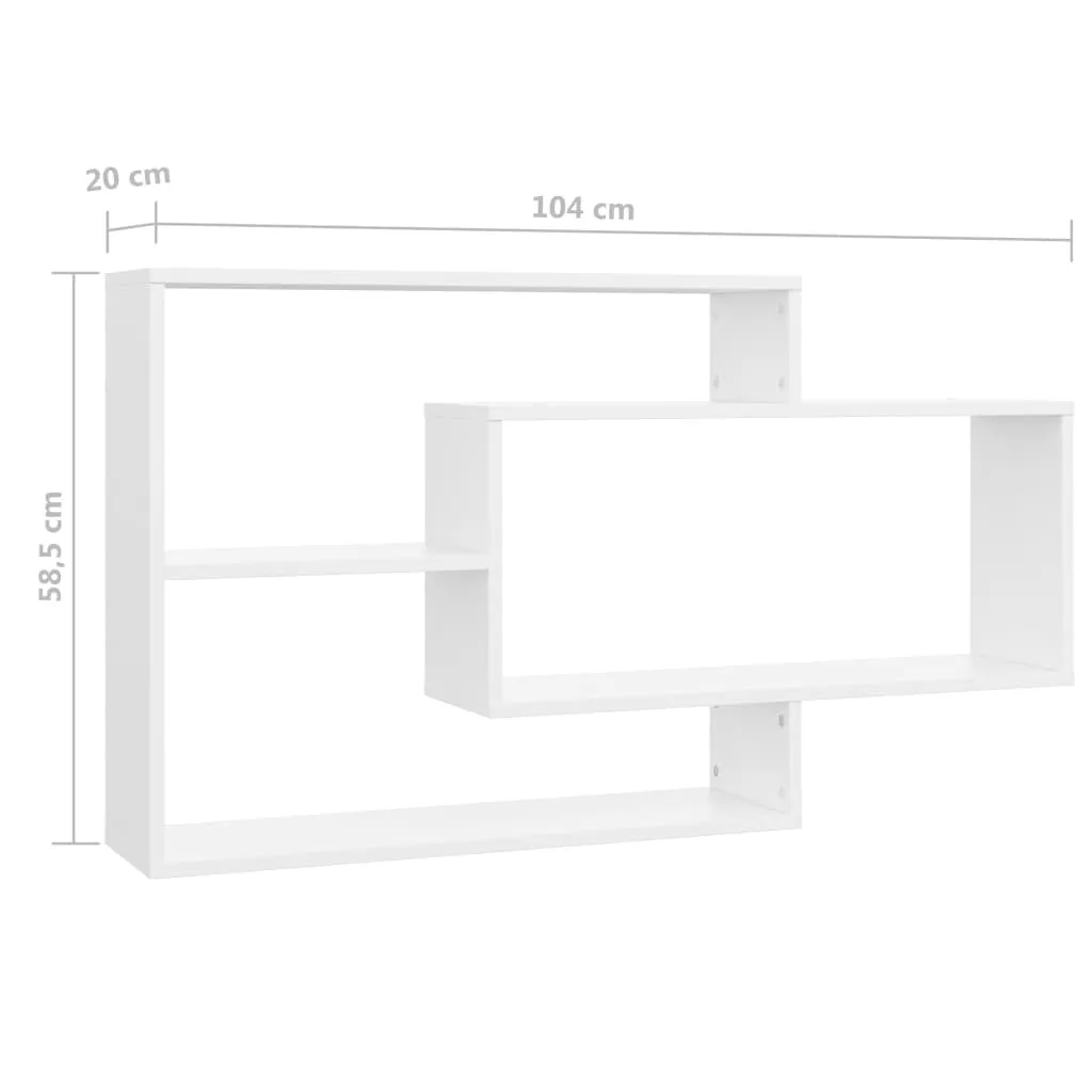 Weißes Wandregalset aus Holzwerkstoff 104x20x58,5 cm