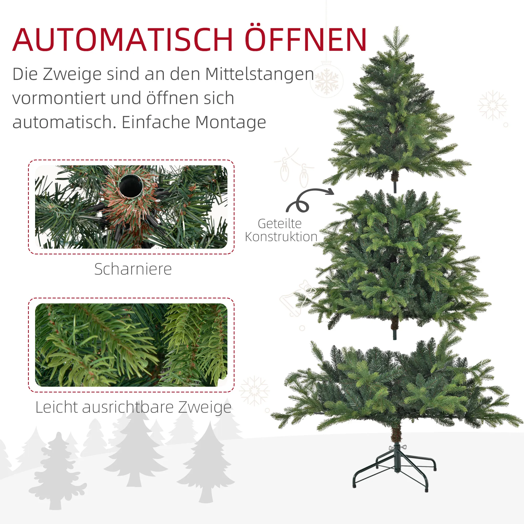 Künstlicher Weihnachtsbaum 183 cm flammhemmend, Grün