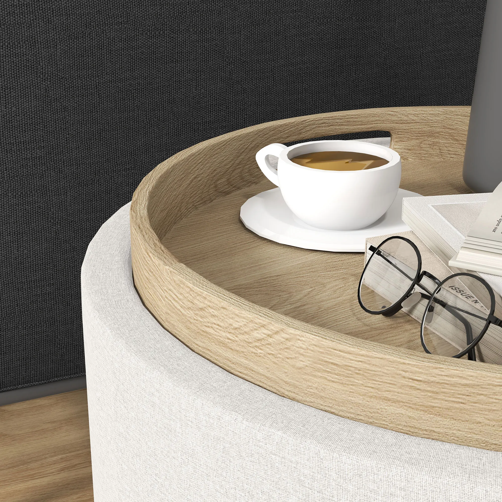 Hocker mit Stauraum 56B x 56T x 42H cm in Cremeweiß