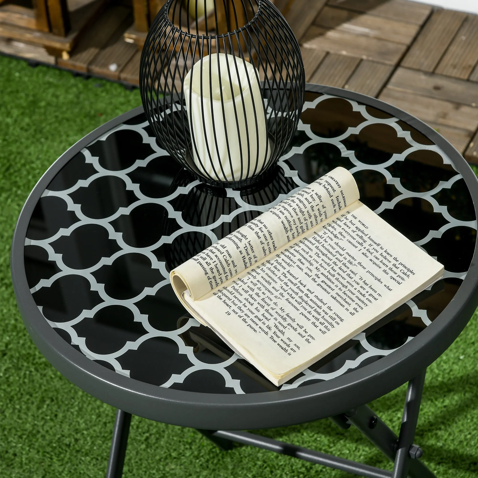 Klapptisch Ø45 x 50H cm Schwarz für Garten und Balkon