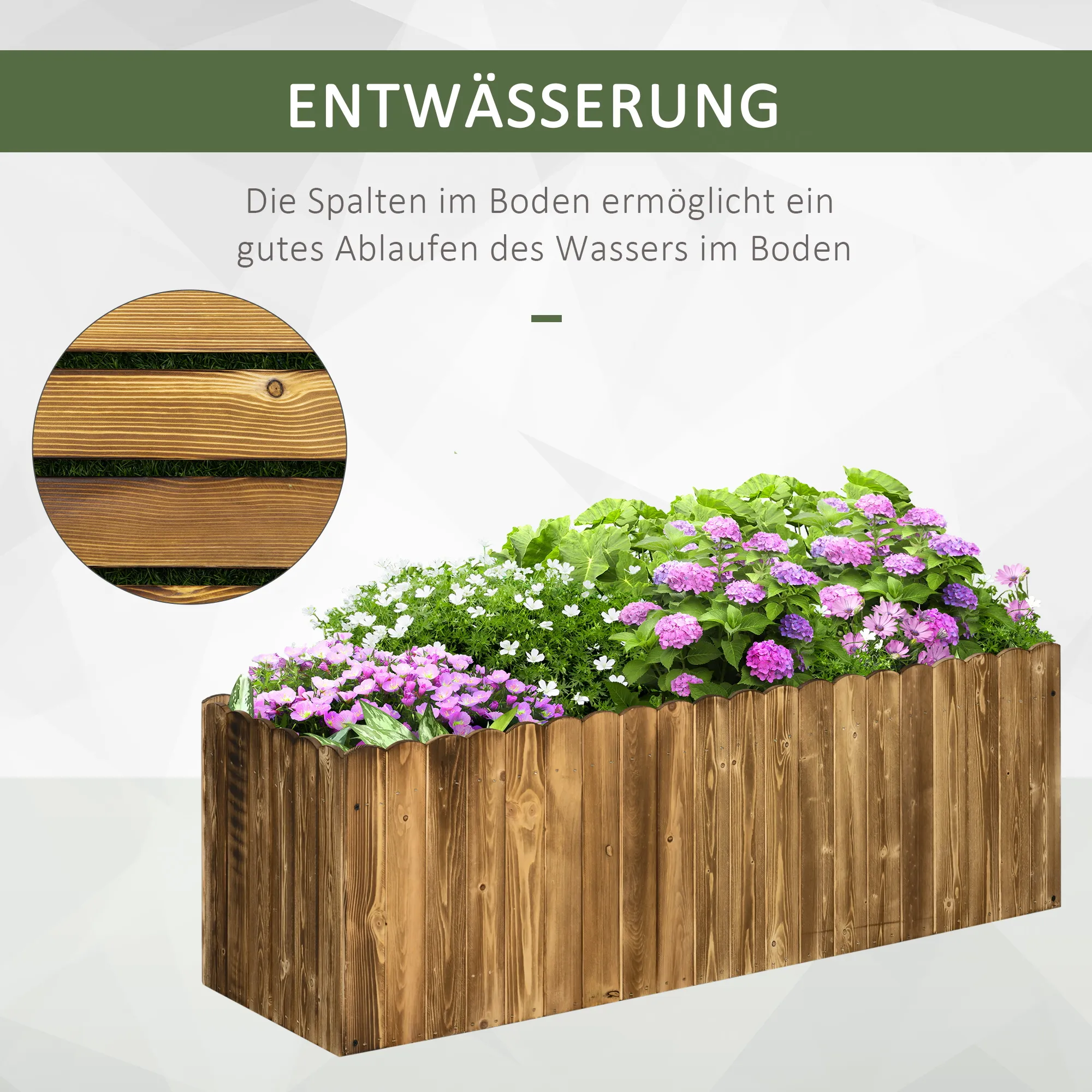 Erhöhtes Gartenbeet 120L x 40B x 40H cm in Verkohlter Optik