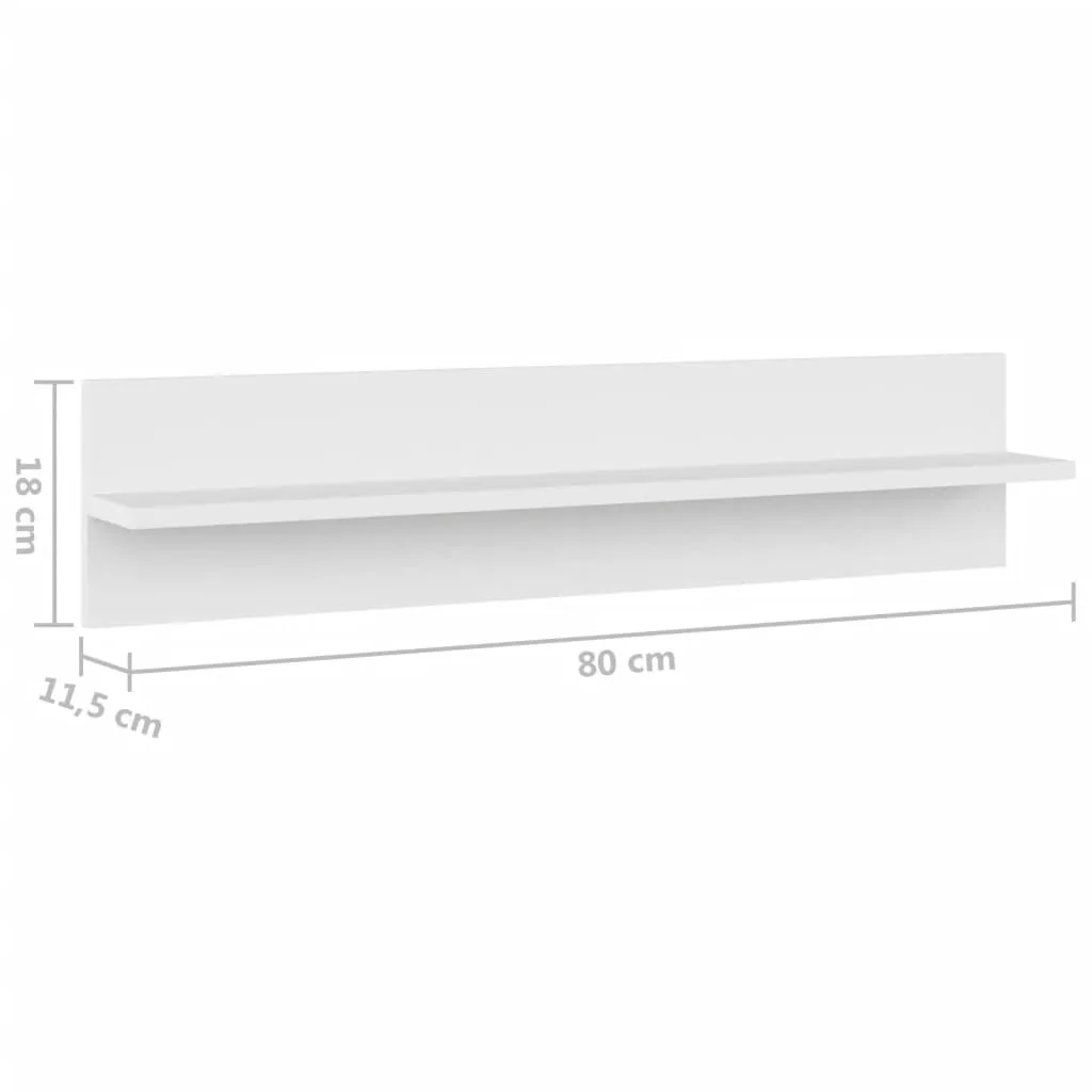 Wandregal 80 x 11,5 x 18 cm Weiß Massivholz