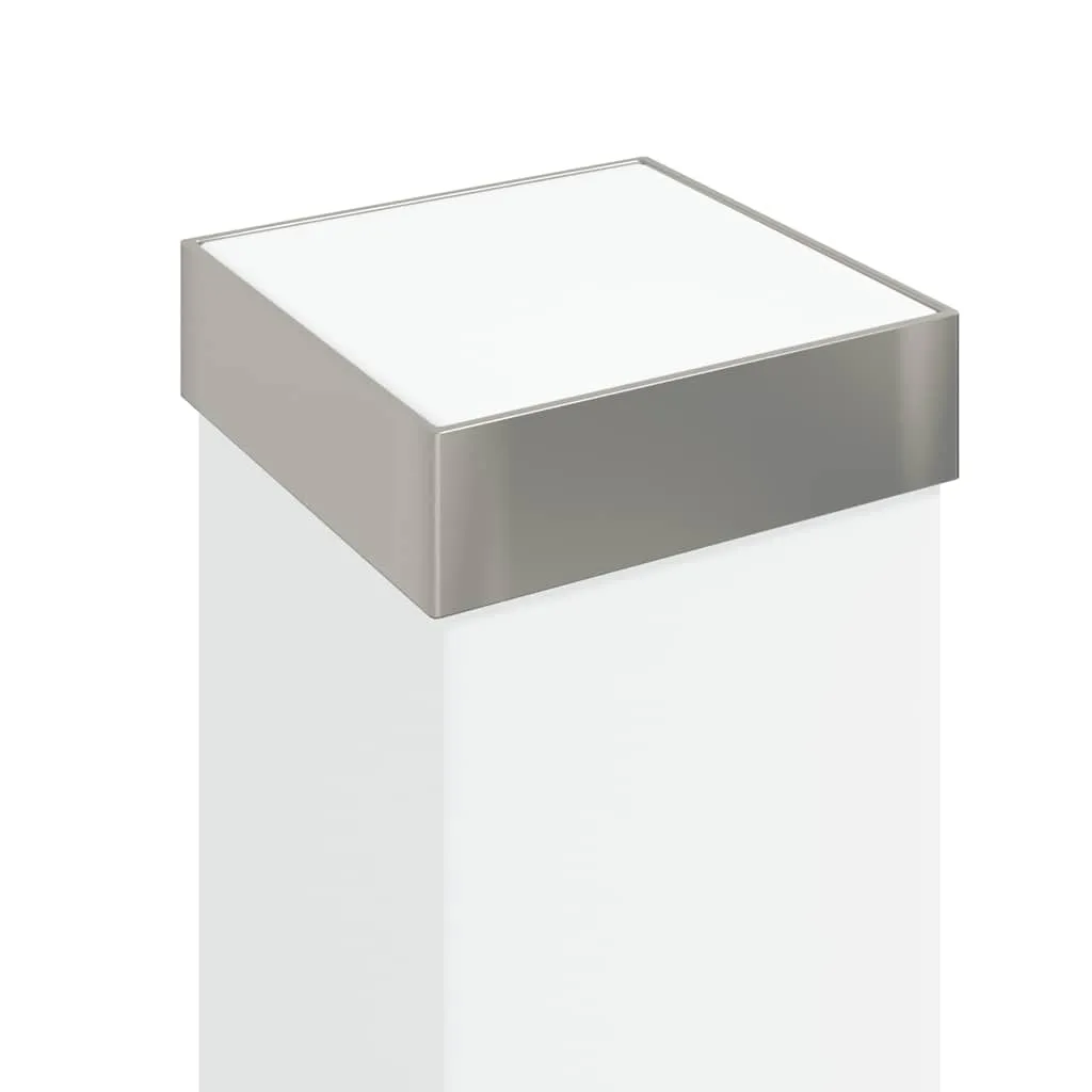 Silberne Edelstahl Pollerleuchte 10x10x50 cm mit Steckdose und IP44