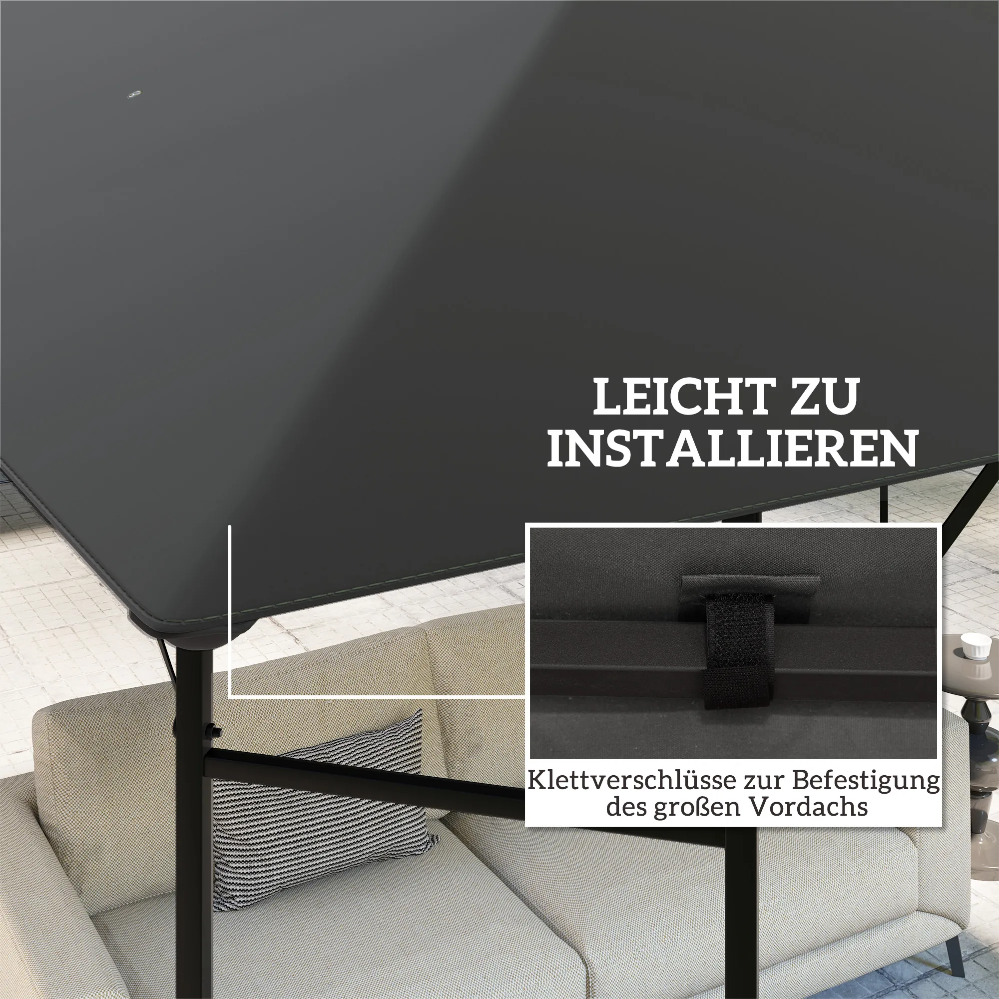 Pavillon Ersatzdach 3 x 3 m Grau