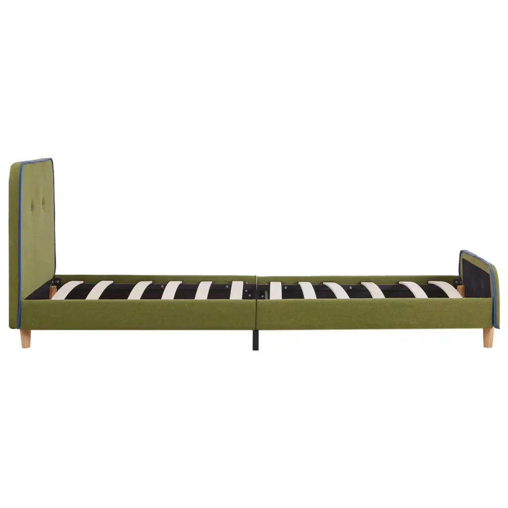 Klassischer Bettrahmen Grün 208x96x81 cm aus Massivholz und pulverbeschichtetem Eisen