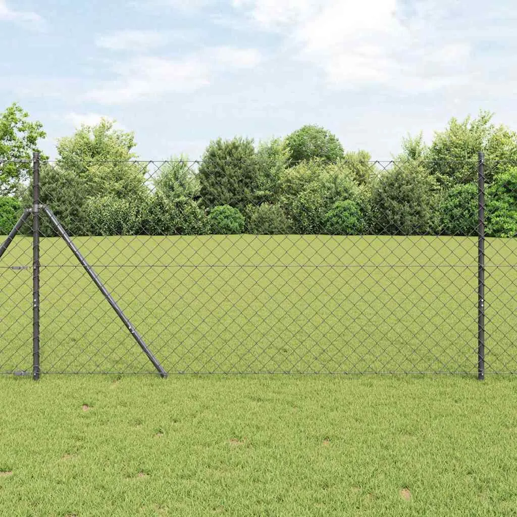 Zaunpfosten Set Grau Stahl PVC 1000 x 3,2 x 120 cm