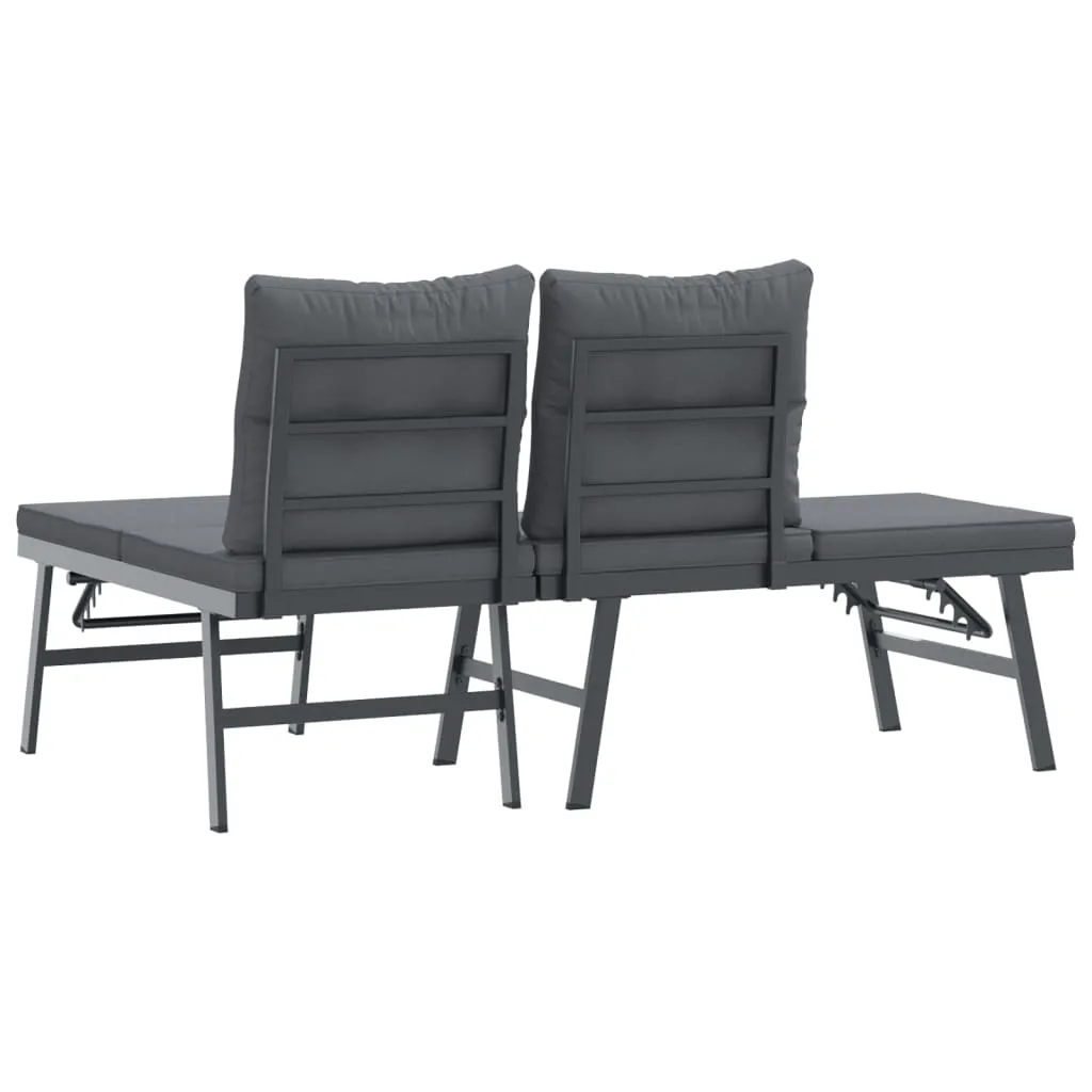 Gartenbank 165x110x76 cm Schwarz mit verstellbaren Seitenteilen