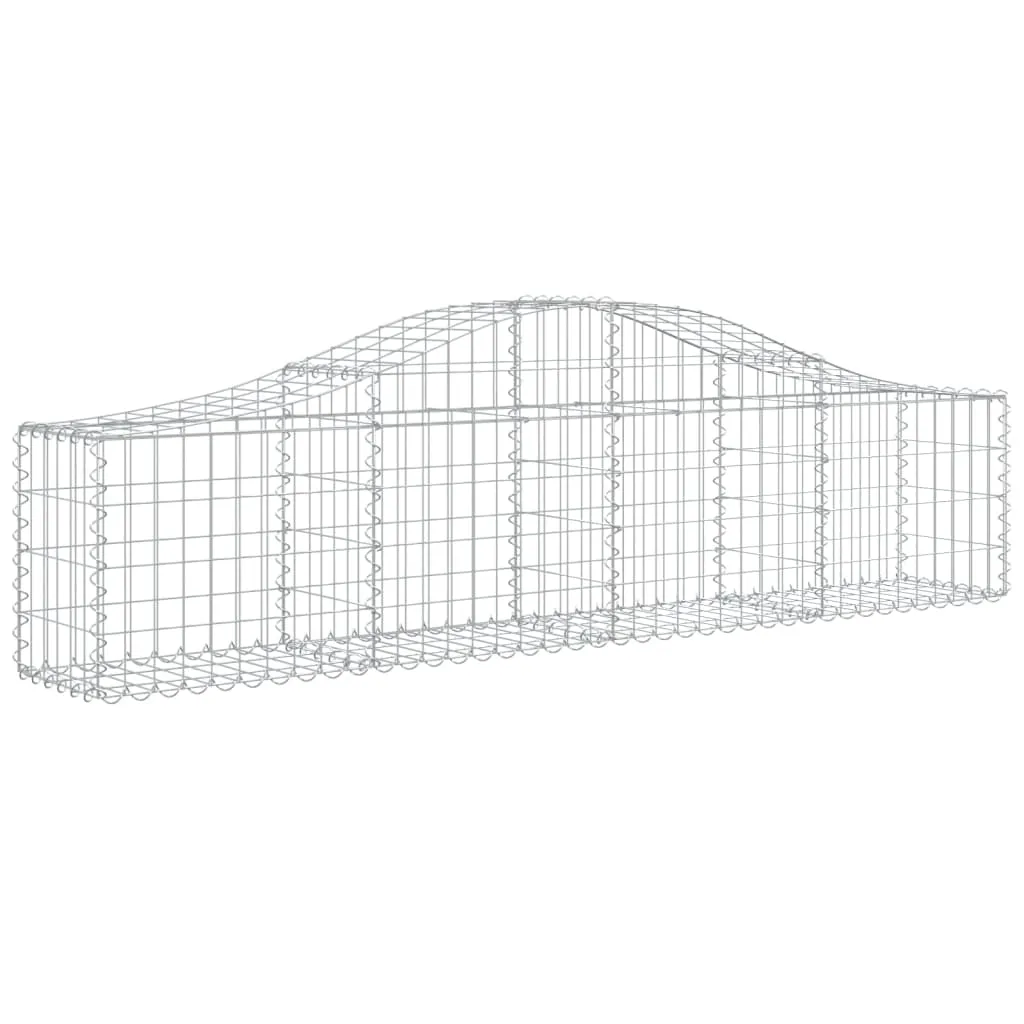 Gabionenwand Hochbogen 200x30x40/60 cm Silber verzinktes Eisen