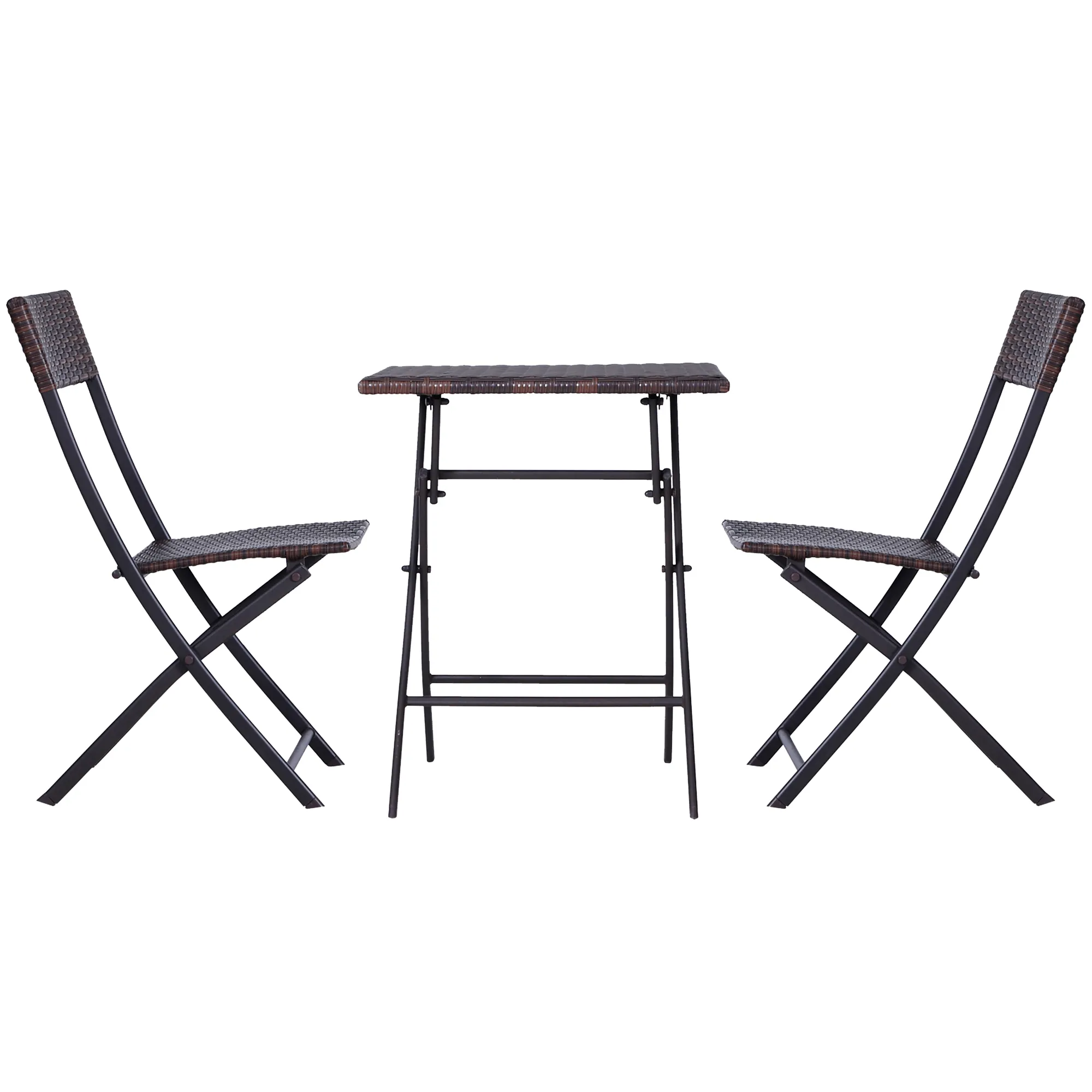 Polyrattan Bistroset für 2 Personen Sitzgruppe Rattan Gartenmöbel Set Garnitur Braun