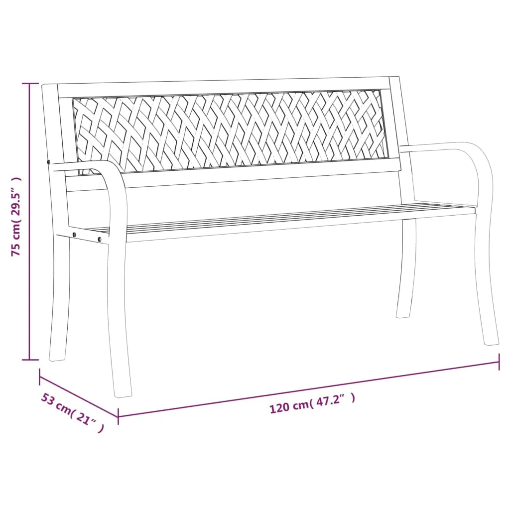 Gartenbank Stahl Schwarz 120 x 53 x 75 cm
