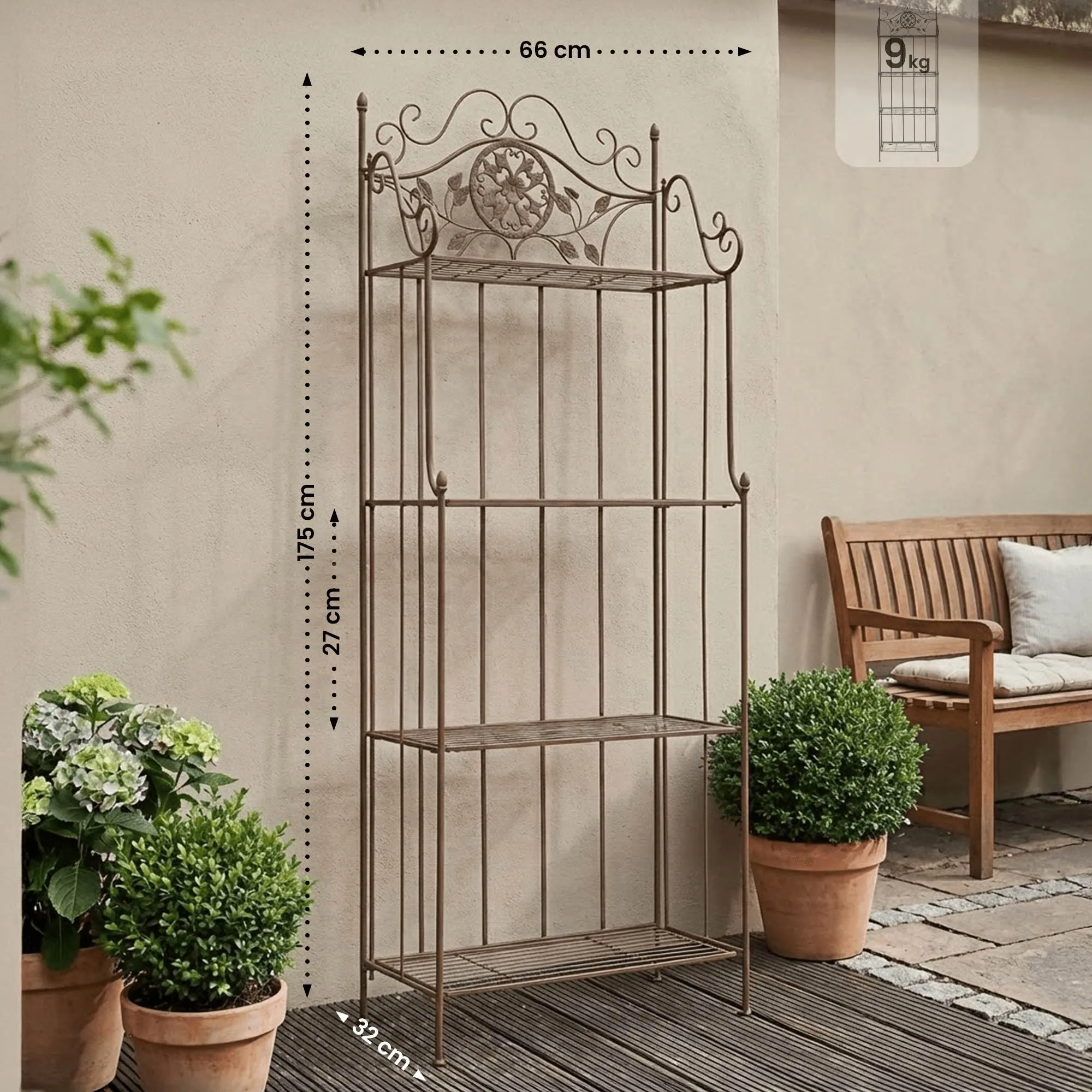 Pflanzenregal Flora 66x32x175 cm antik braun