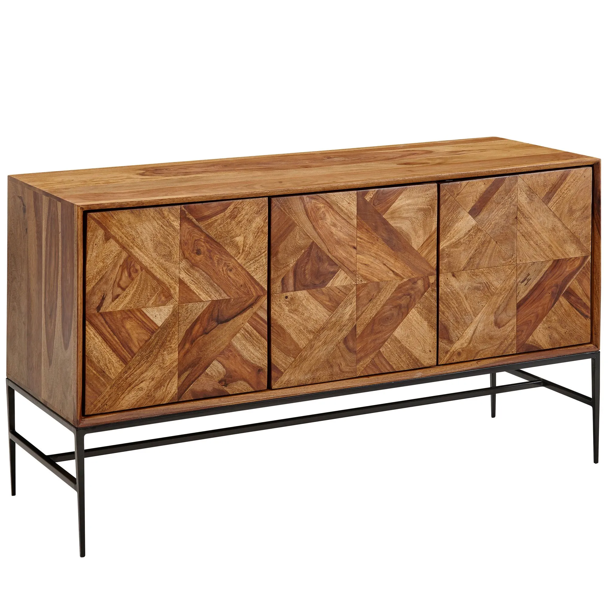 tinkaro Sideboard DENATA Sheesham Massivholz/Metall Anrichte Braun