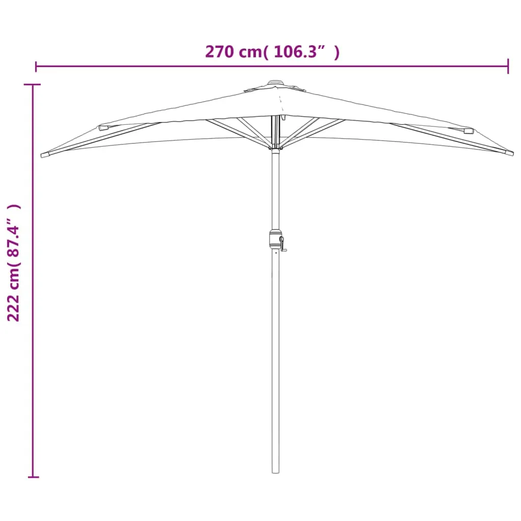 Balkon-Sonnenschirm Bordeauxrot 270x144x222 cm mit Kurbel und 5 Stahlrippen