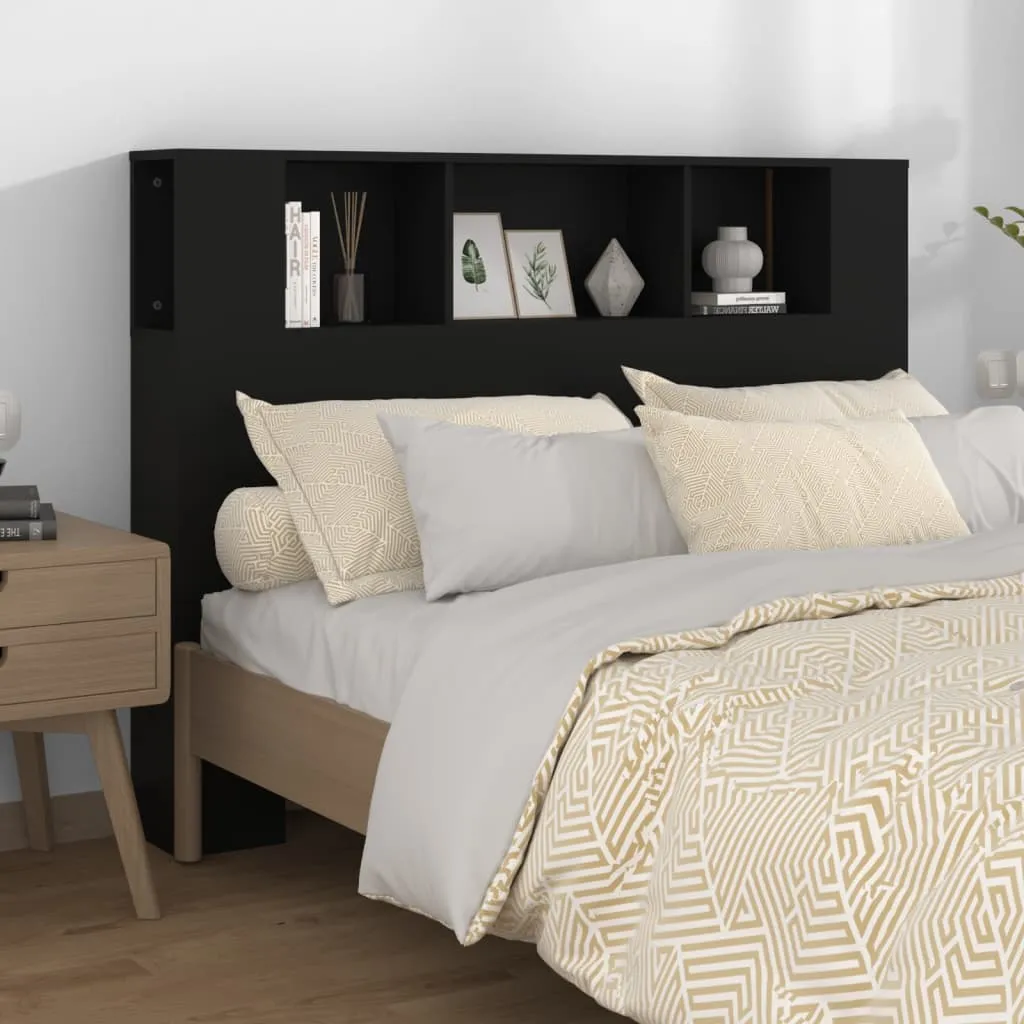 Kopfteil-Regal 140 x 18,5 x 104,5 cm Schwarz Holzwerkstoff