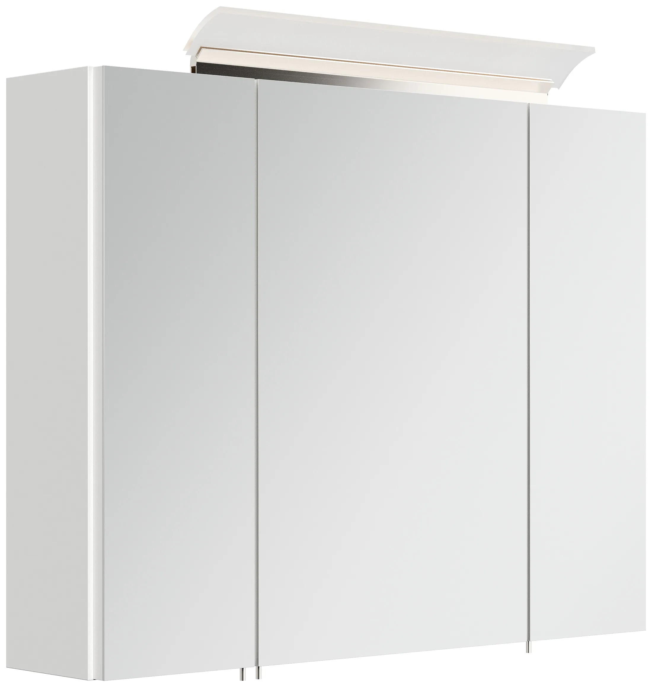 Spiegelschrank 80cm inkl. Design LED-Lampe und Glasböden weiss hochglanz