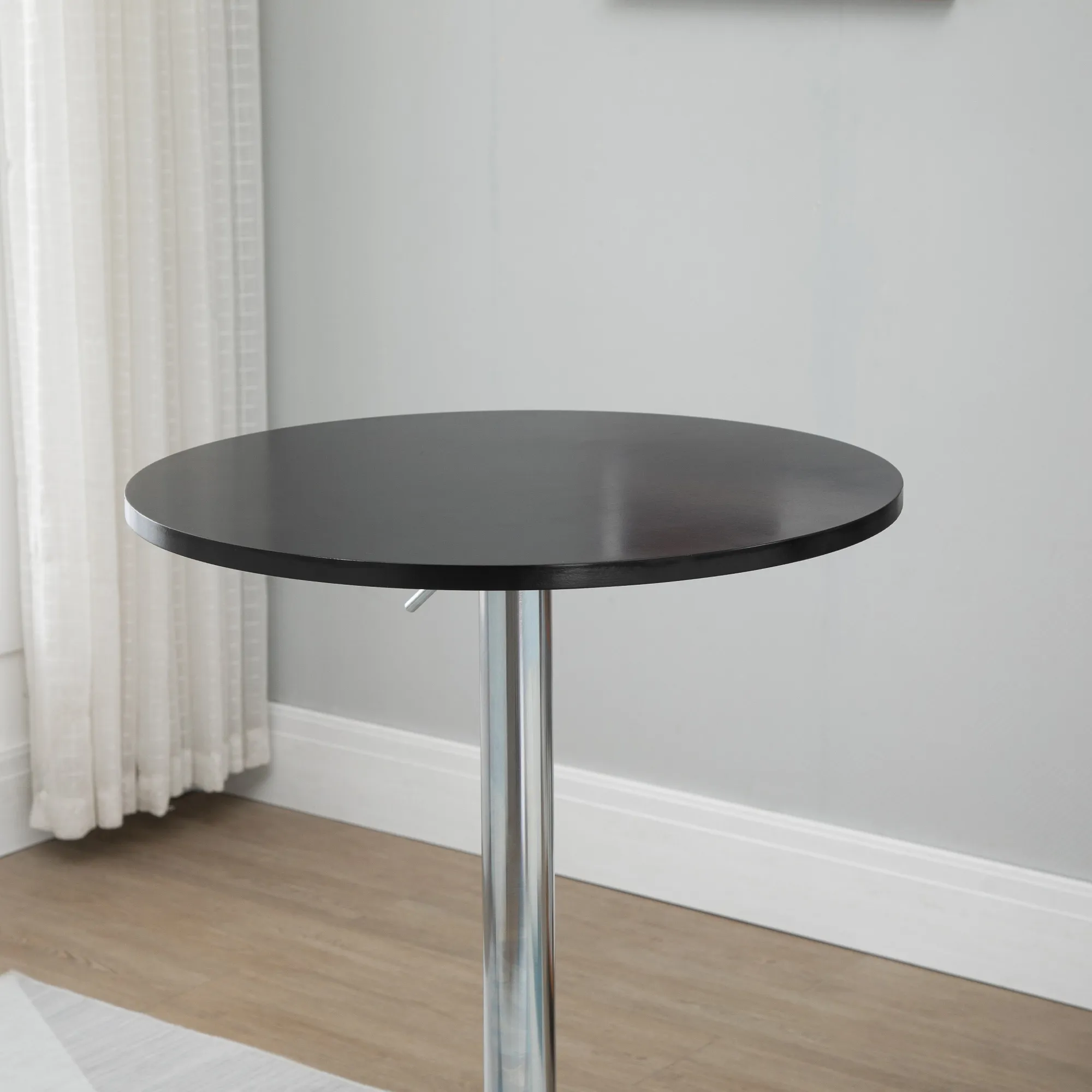 Bartisch modern rund Esstisch 360° Drehtisch höhenverstellbarer Bistrotisch Stehtisch Küchentisch Stahl Schwarz Ø61 x 70-90 cm