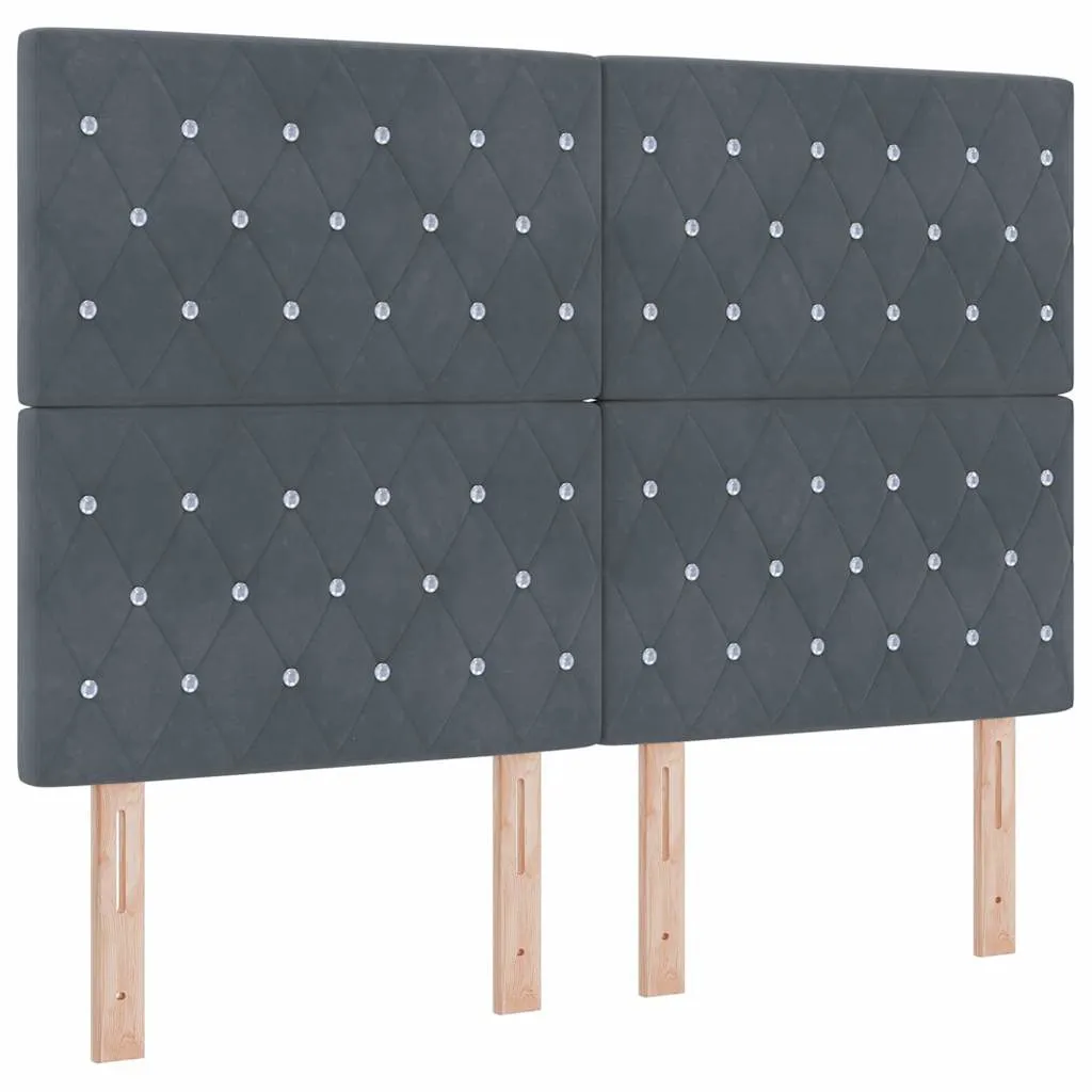 Boxspringbett mit LED-Beleuchtung, Samt, 140x200 cm, Dunkelgrau