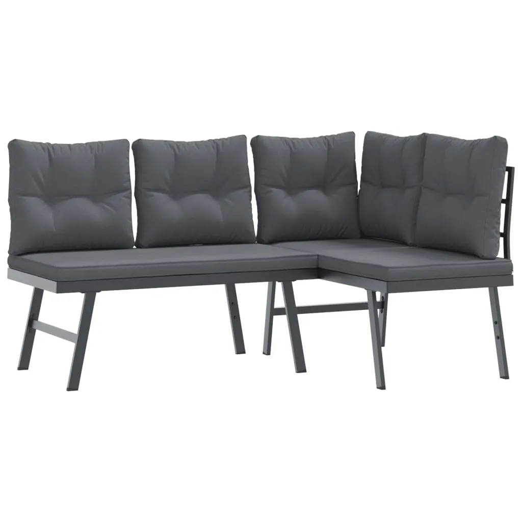 Gartenbank Schwarz 173x118x76 cm mit pulverbeschichtetem Stahlgestell