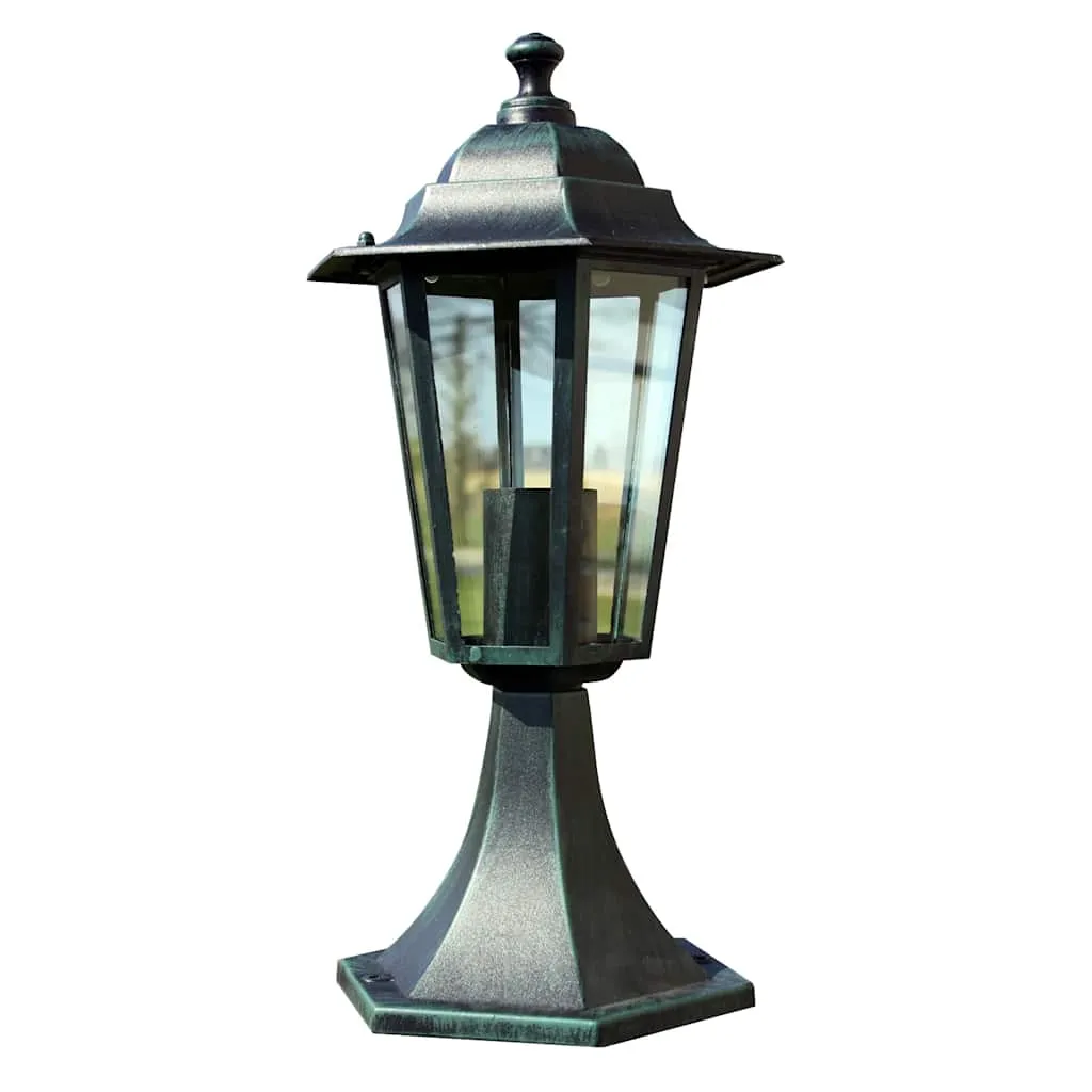 2er Set Gartenleuchten 41 cm Dunkelgrün und Schwarz Aluminium Glas