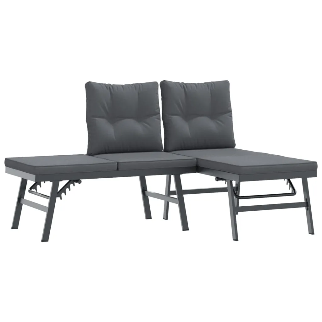 Gartenbank 165x110x76 cm Schwarz mit verstellbaren Seitenteilen