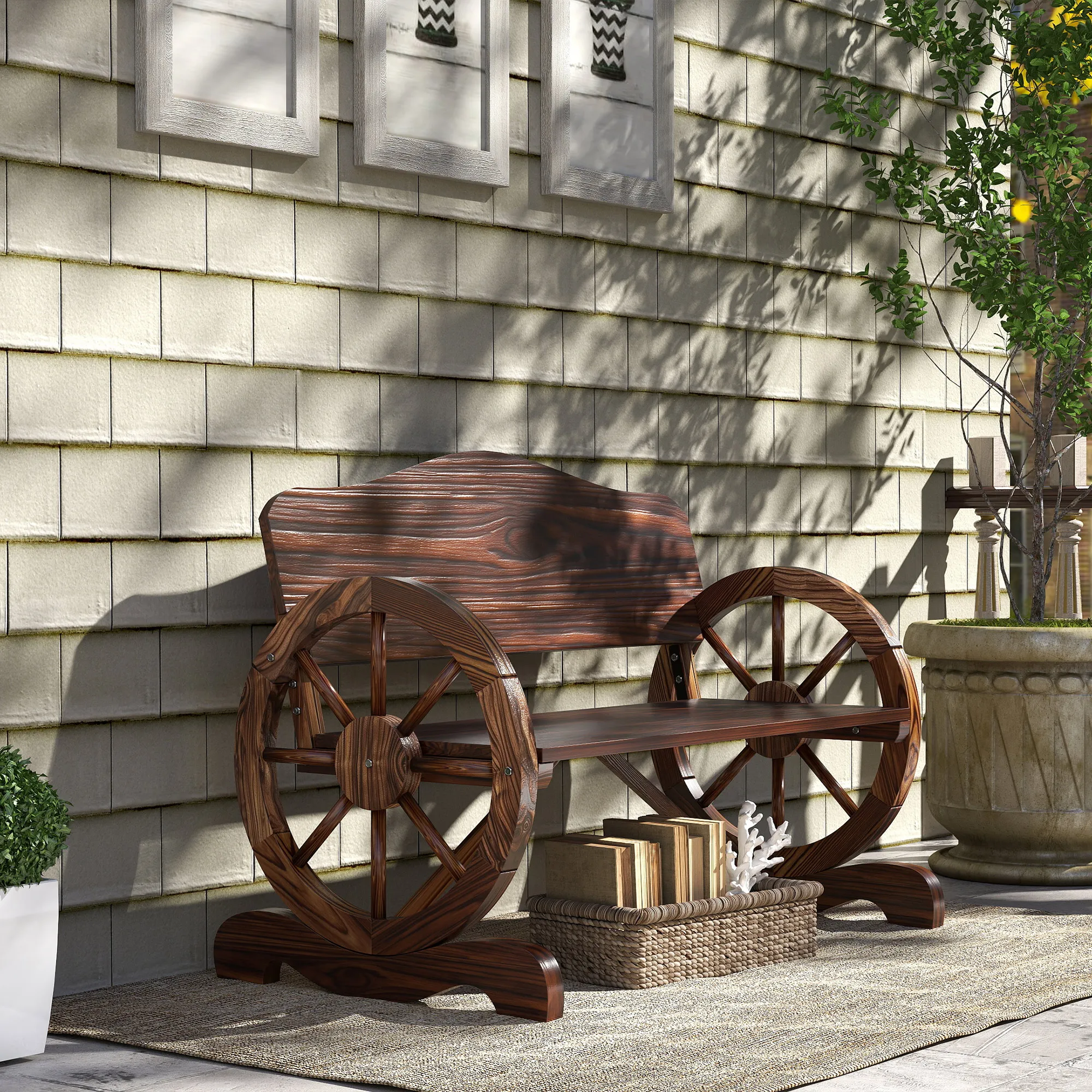 Wetterfeste Gartenbank 110x55x80 cm in Verkohlter Optik