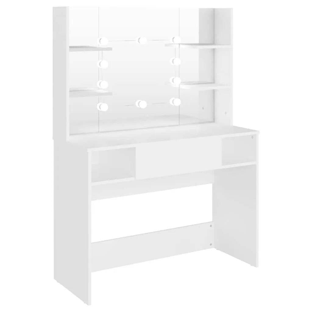 Schminktisch mit LED-Beleuchtung 100x40x135 cm MDF Weiß