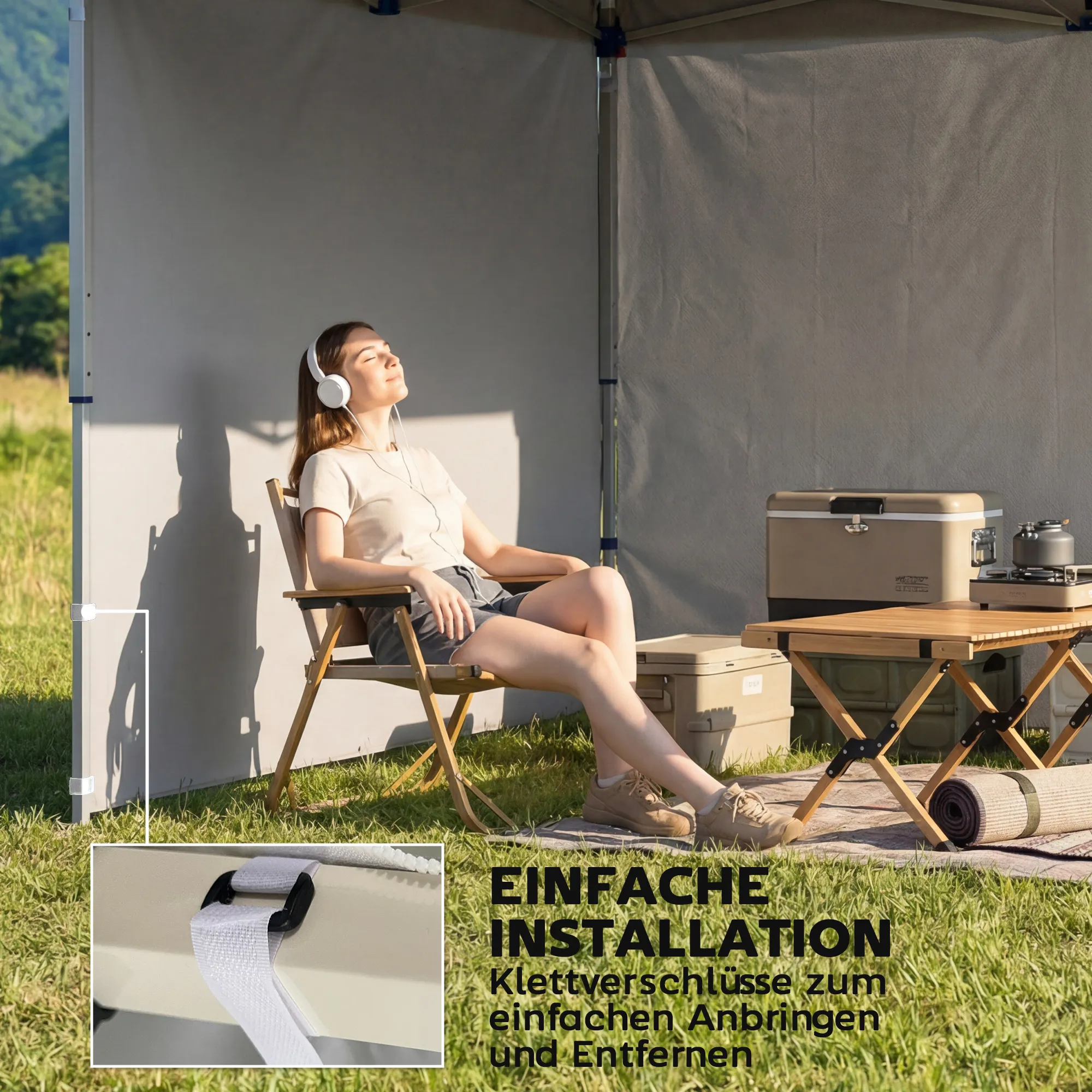 Seitenwände für 3x3m Gazebo Dunkelblau 3-teilig