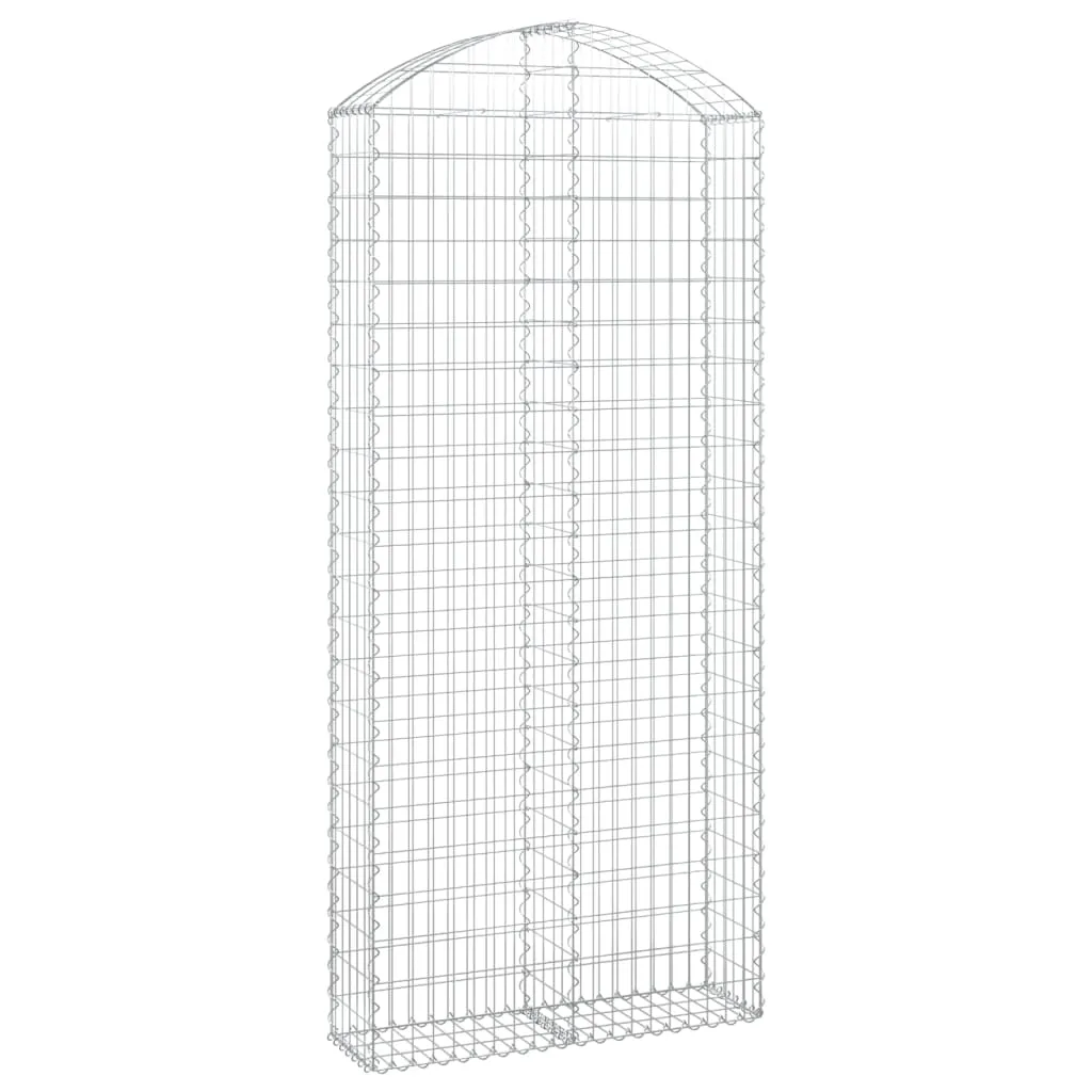 Gabionenwand Hochbogen 100x30x220/240 cm Silber Verzinktes Eisen