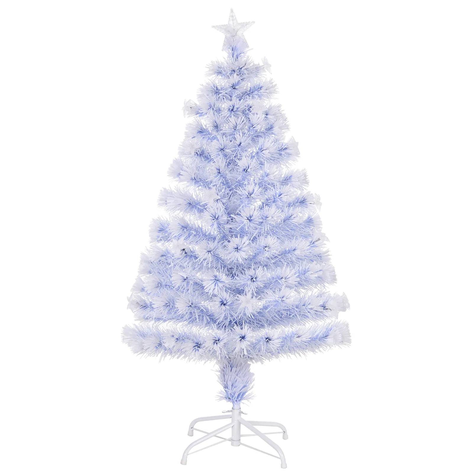Künstlicher Weihnachtsbaum 120 cm mit LED und Glasfaser Weiß-Blau