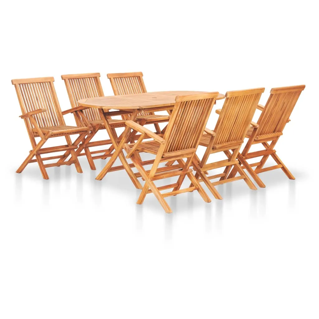 Elegante Naturholz Essgruppe 160 x 80 x 75 cm für Garten und Terrasse