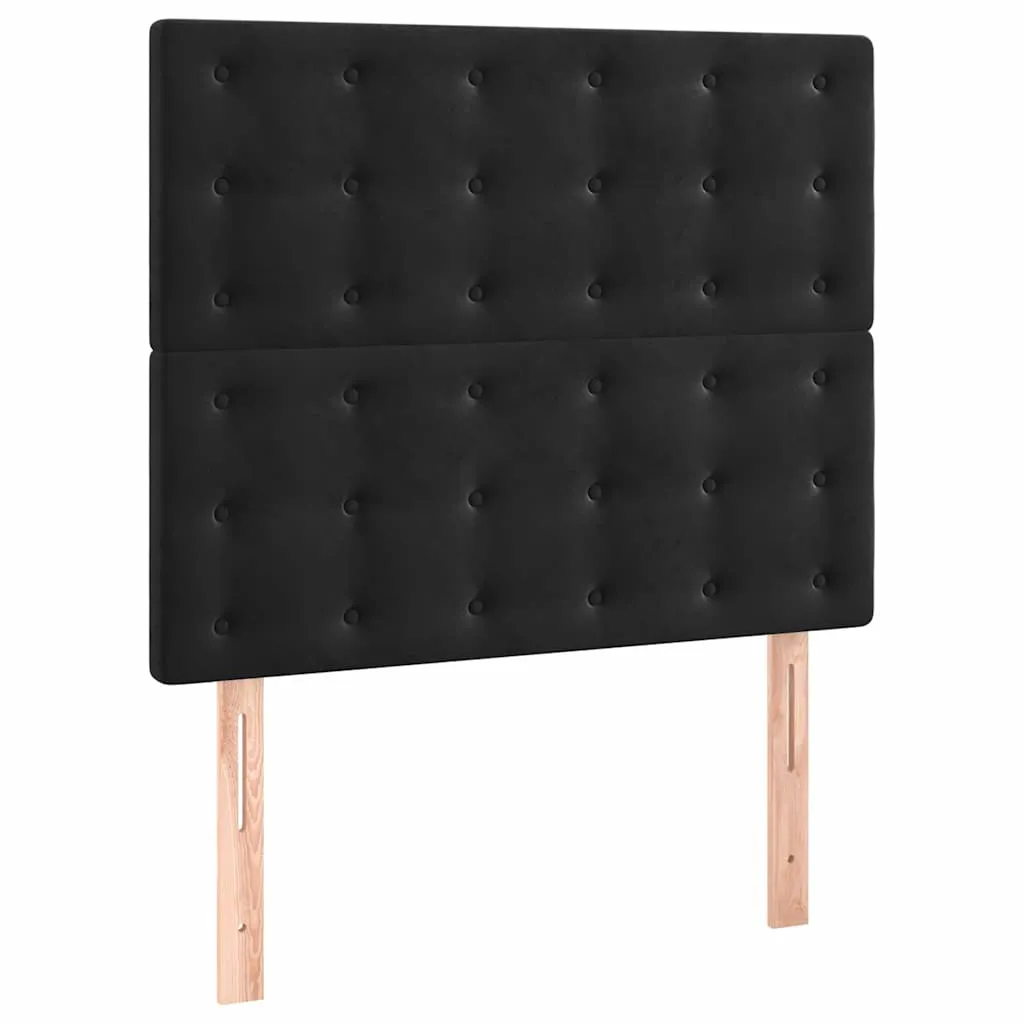 Boxspringbett aus Samt mit Taschenfederkernmatratze, 90x190 cm, Schwarz