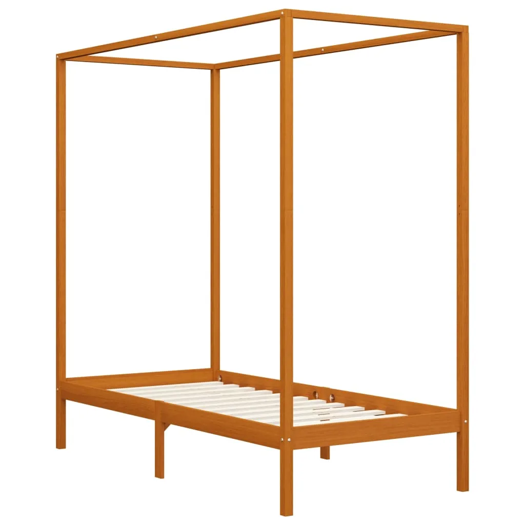 Himmelbettrahmen aus Massivholz, Honigbraun 204 x 94 x 200 cm