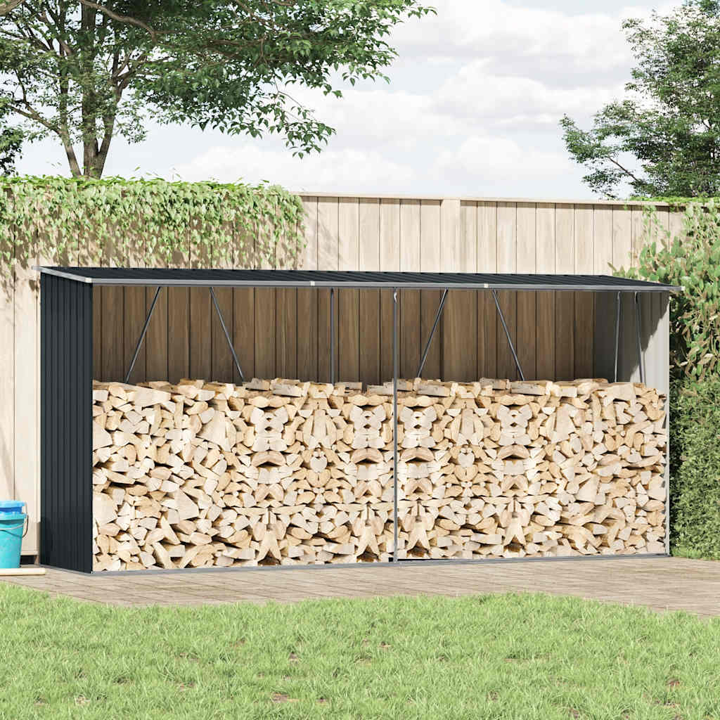 Brennholzschuppen Anthrazit 330 x 84 x 144/152 cm