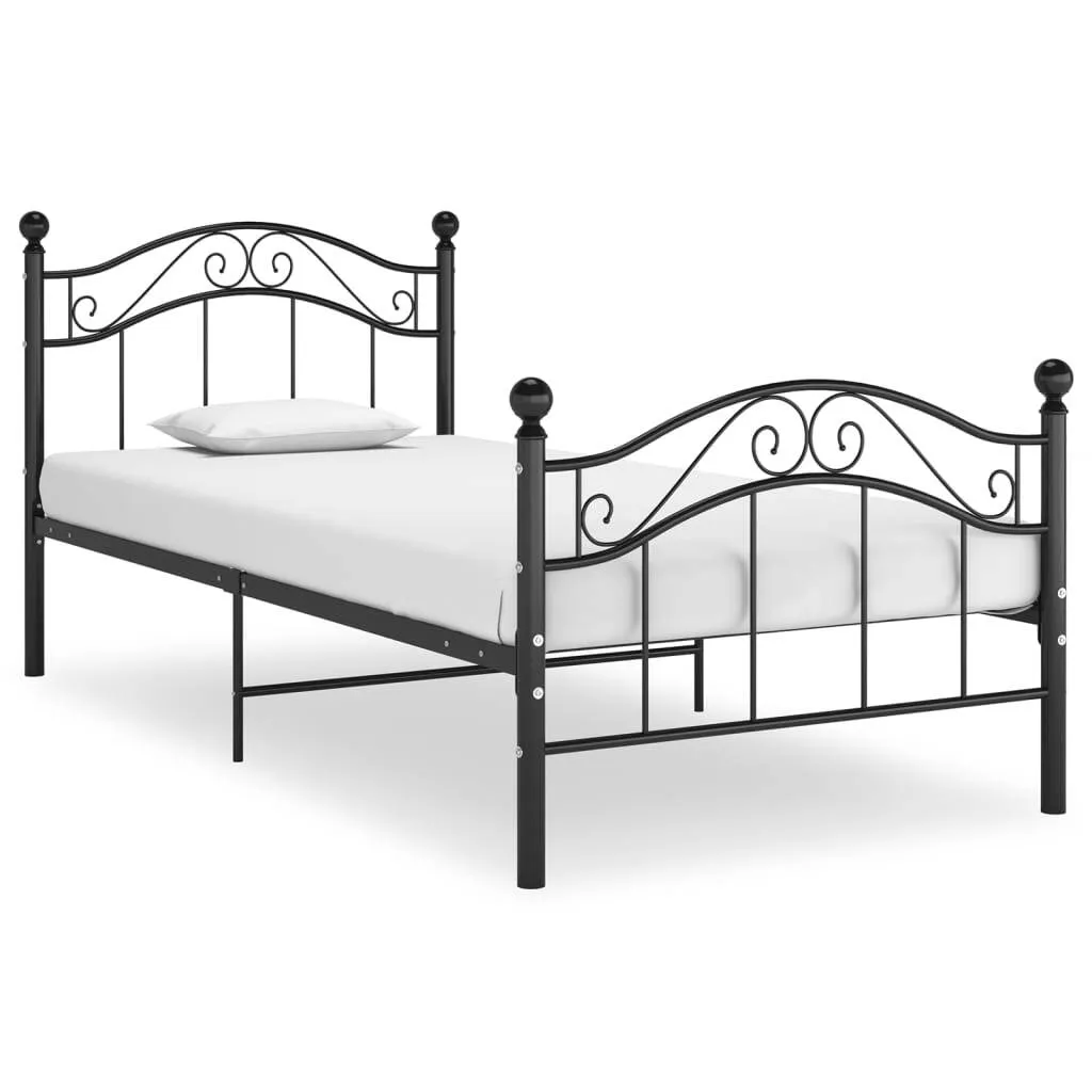 Bett Schwarz Metall 90x200 cm