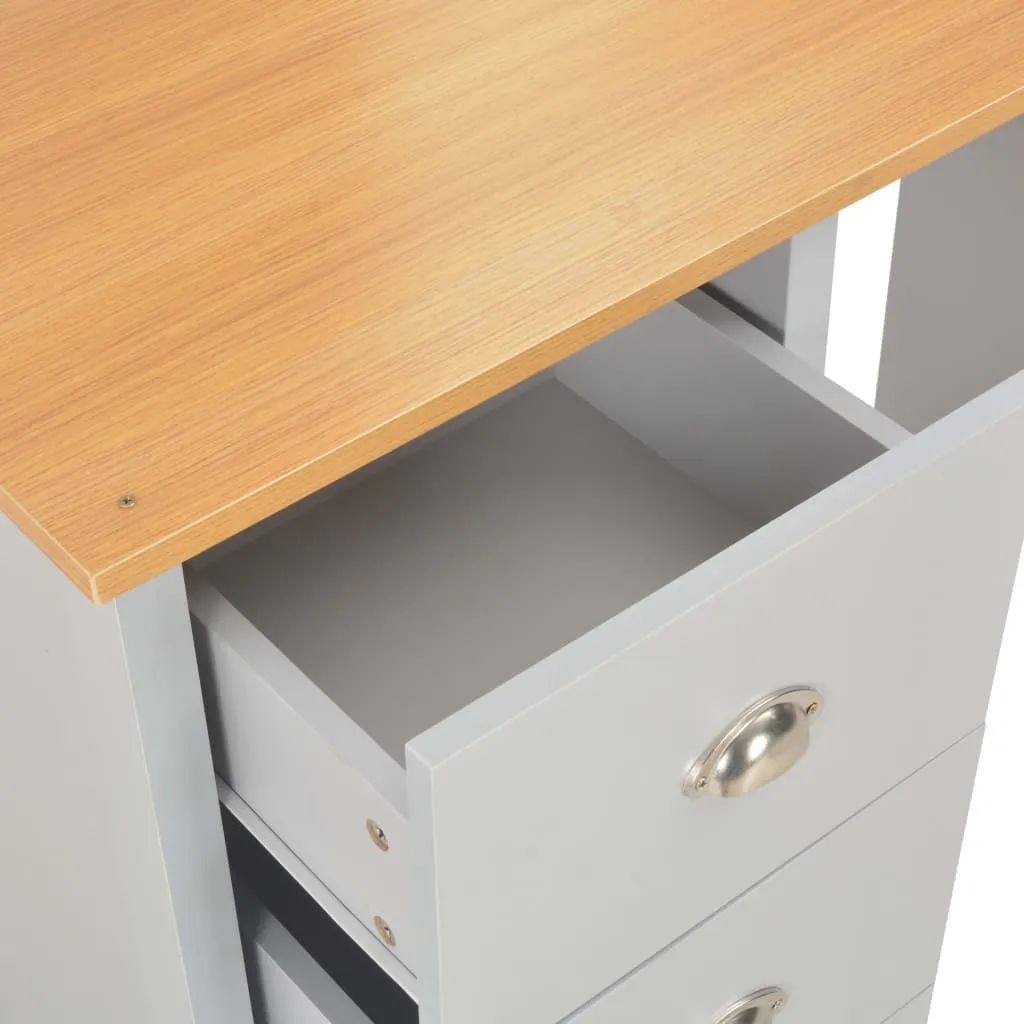 Moderner Schminktisch 104x45x131 cm in Grau und Naturholz